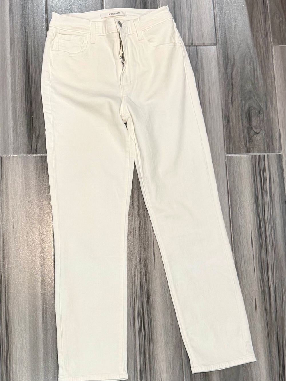 J Brand Straight Leg Alma Jeans in Off-White